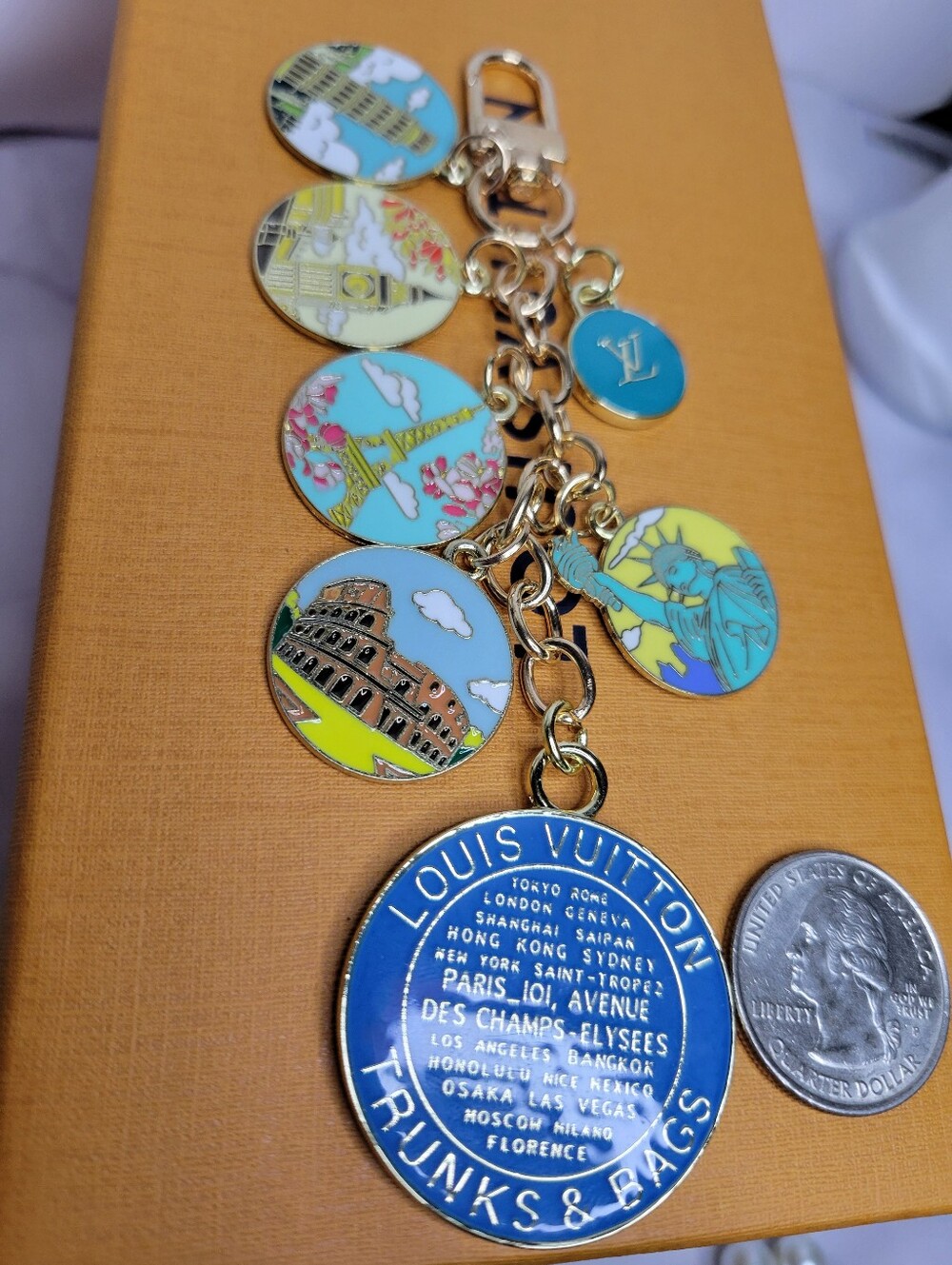 Louis Vuitton Trunks&Bags Zip Pull, "Around The World" Keychain/Bag Charm - Picture 4 of 4